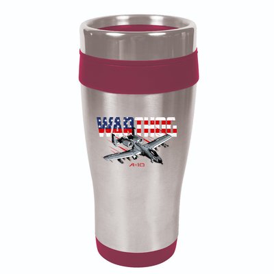 Military Airplane A10 Warthog American Flag 16oz Travel Tumbler