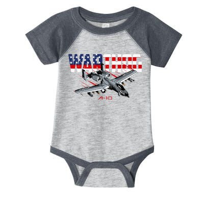 Military Airplane A10 Warthog American Flag Infant Baby Jersey Bodysuit