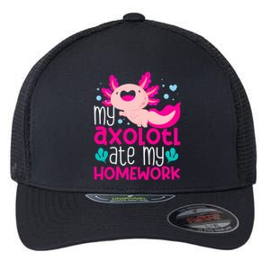 My Axolotl Ate My Homework | Gimmick | Kawaii | Axolotl Flexfit Unipanel Trucker Cap