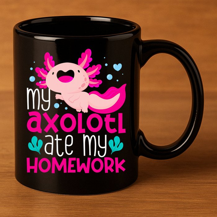 My Axolotl Ate My Homework | Gimmick | Kawaii | Axolotl 11oz C Handle Ceramic Mug