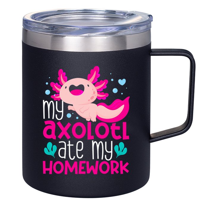 My Axolotl Ate My Homework | Gimmick | Kawaii | Axolotl 12oz Stainless Steel Coffee Mug