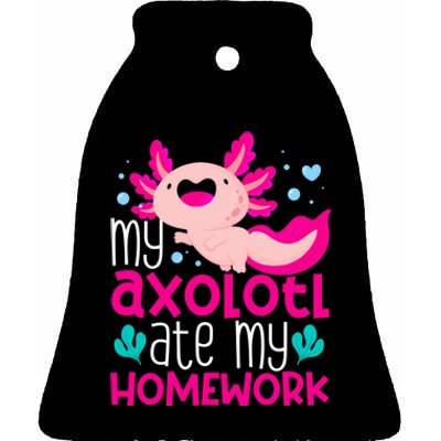 My Axolotl Ate My Homework | Gimmick | Kawaii | Axolotl Ceramic Bell Ornament