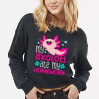 My Axolotl Ate My Homework | Gimmick | Kawaii | Axolotl Cropped Pullover Crew