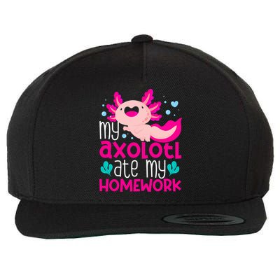 My Axolotl Ate My Homework | Gimmick | Kawaii | Axolotl Wool Snapback Cap