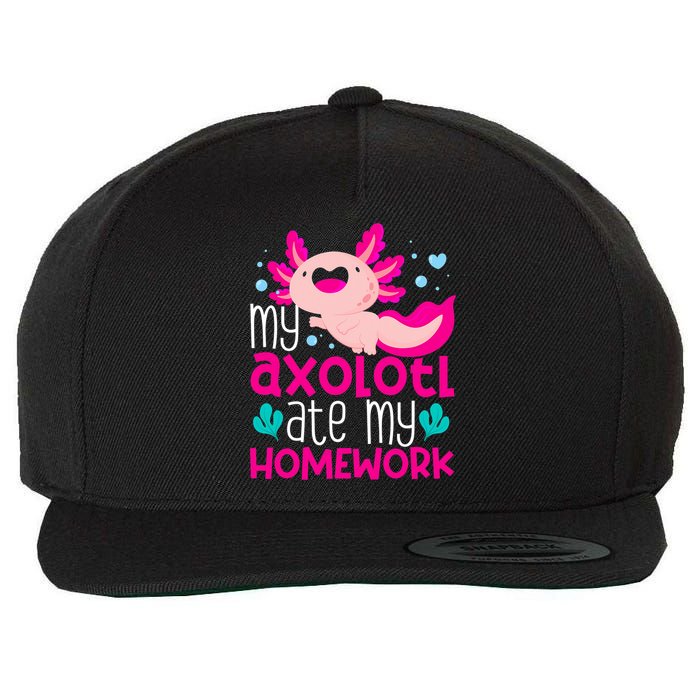 My Axolotl Ate My Homework | Gimmick | Kawaii | Axolotl Wool Snapback Cap
