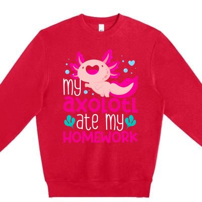 My Axolotl Ate My Homework | Gimmick | Kawaii | Axolotl Premium Crewneck Sweatshirt