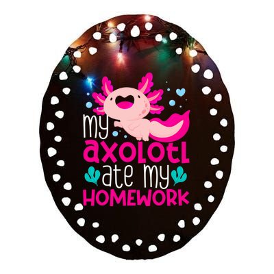 My Axolotl Ate My Homework | Gimmick | Kawaii | Axolotl Ceramic Oval Ornament