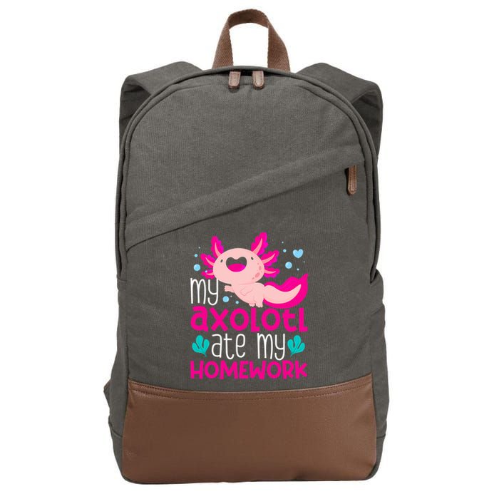 My Axolotl Ate My Homework | Gimmick | Kawaii | Axolotl Cotton Canvas Backpack