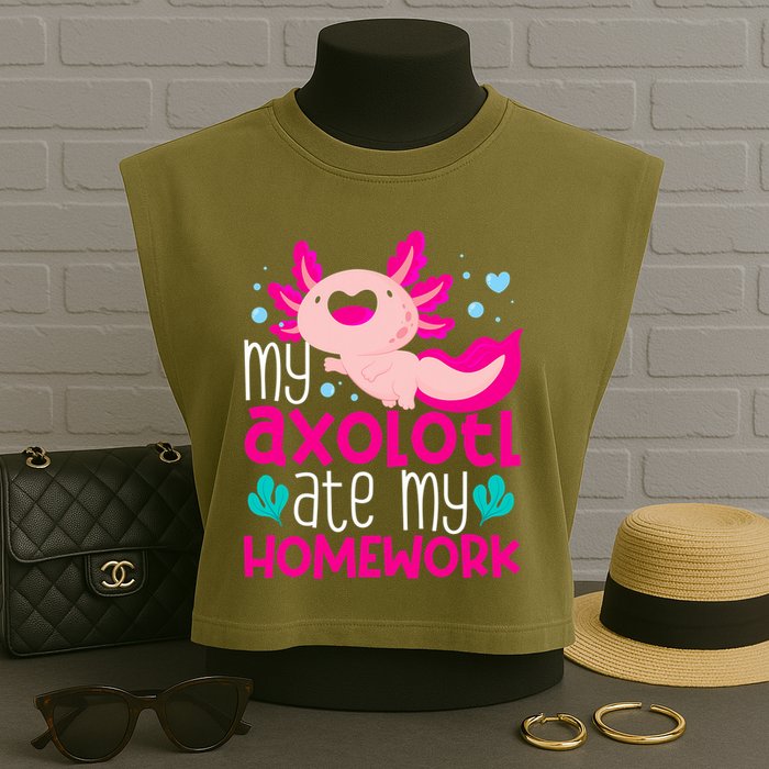 My Axolotl Ate My Homework | Gimmick | Kawaii | Axolotl Garment-Dyed Women's Muscle Tee