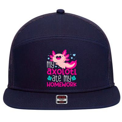 My Axolotl Ate My Homework | Gimmick | Kawaii | Axolotl 7 Panel Mesh Trucker Snapback Hat