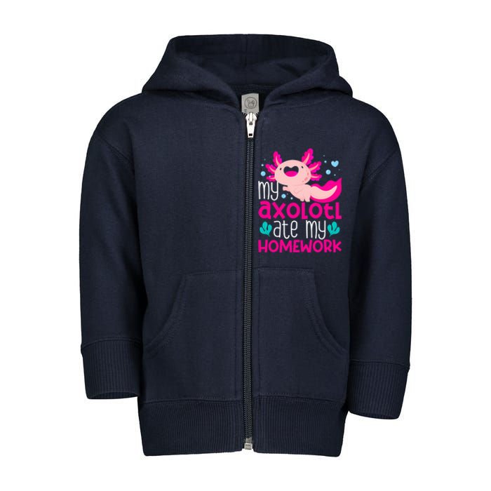 My Axolotl Ate My Homework | Gimmick | Kawaii | Axolotl Toddler Zip Fleece Hoodie