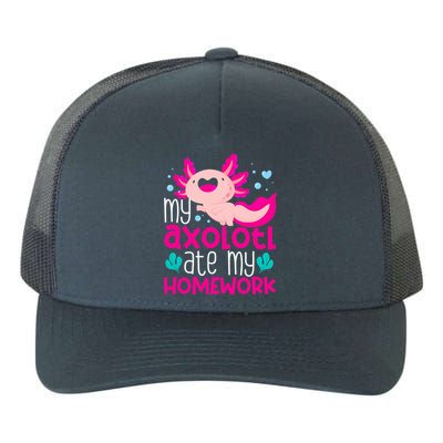 My Axolotl Ate My Homework | Gimmick | Kawaii | Axolotl Yupoong Adult 5-Panel Trucker Hat