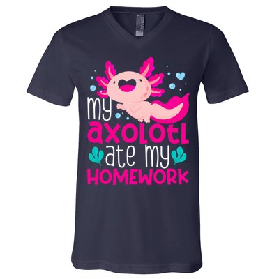 My Axolotl Ate My Homework | Gimmick | Kawaii | Axolotl V-Neck T-Shirt