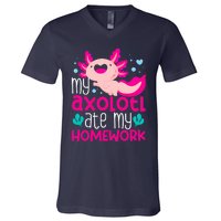 My Axolotl Ate My Homework | Gimmick | Kawaii | Axolotl V-Neck T-Shirt