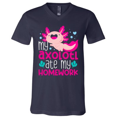 My Axolotl Ate My Homework | Gimmick | Kawaii | Axolotl V-Neck T-Shirt