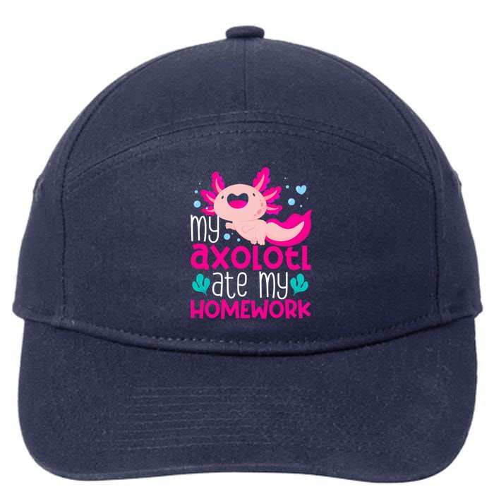 My Axolotl Ate My Homework | Gimmick | Kawaii | Axolotl 7-Panel Snapback Hat