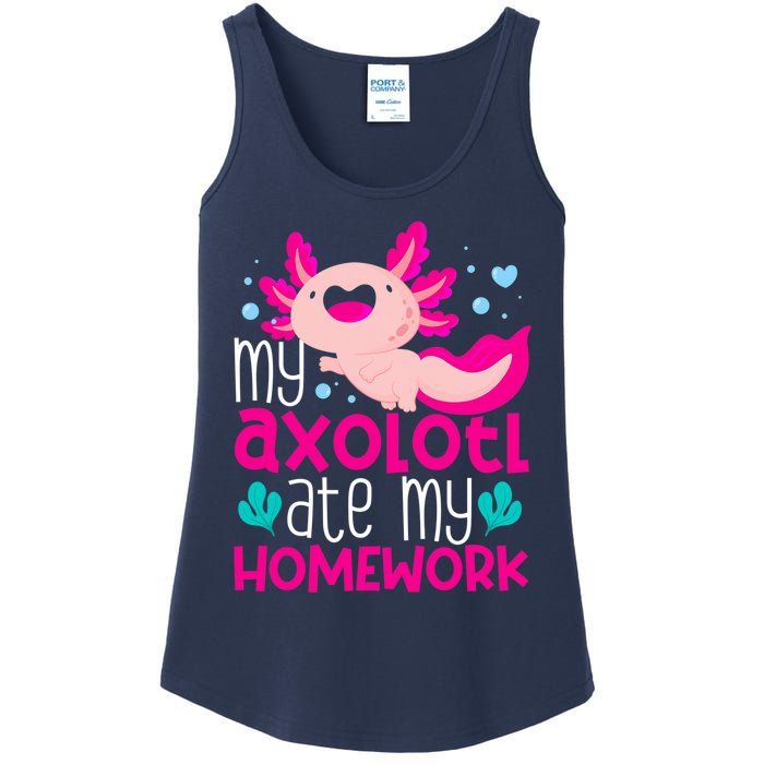 My Axolotl Ate My Homework | Gimmick | Kawaii | Axolotl Ladies Essential Tank