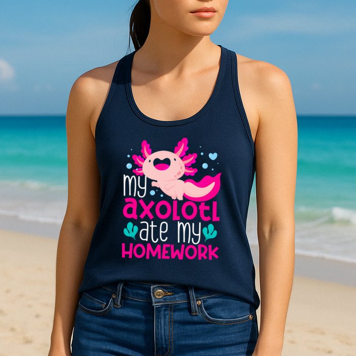 My Axolotl Ate My Homework | Gimmick | Kawaii | Axolotl Womens Tank Top