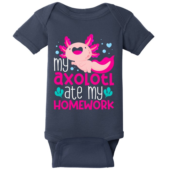 My Axolotl Ate My Homework | Gimmick | Kawaii | Axolotl Baby Bodysuit