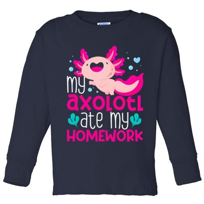 My Axolotl Ate My Homework | Gimmick | Kawaii | Axolotl Toddler Long Sleeve Shirt
