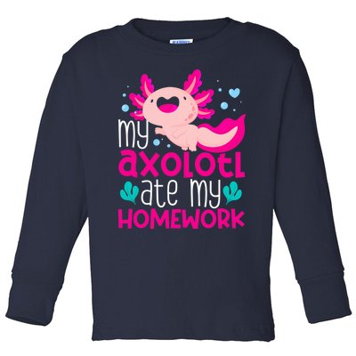 My Axolotl Ate My Homework | Gimmick | Kawaii | Axolotl Toddler Long Sleeve Shirt