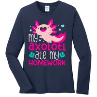 My Axolotl Ate My Homework | Gimmick | Kawaii | Axolotl Ladies Long Sleeve Shirt