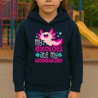My Axolotl Ate My Homework | Gimmick | Kawaii | Axolotl Kids Hoodie