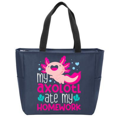 My Axolotl Ate My Homework | Gimmick | Kawaii | Axolotl Zip Tote Bag