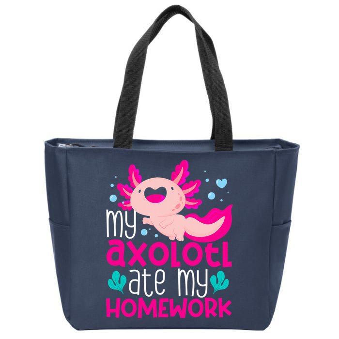 My Axolotl Ate My Homework | Gimmick | Kawaii | Axolotl Zip Tote Bag