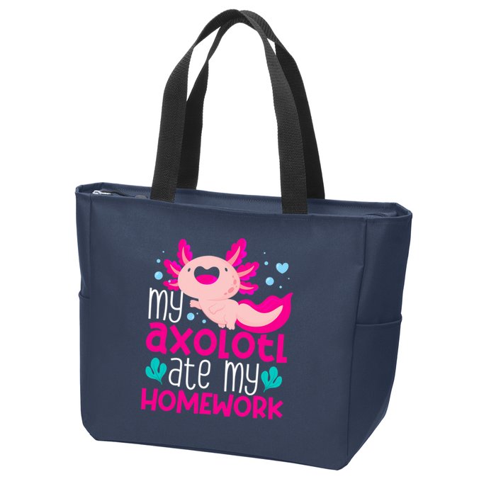 My Axolotl Ate My Homework | Gimmick | Kawaii | Axolotl Zip Tote Bag