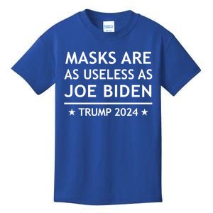 Masks Are As Useless As Joe Biden Gift Trump 2024 Gift Kids T-Shirt