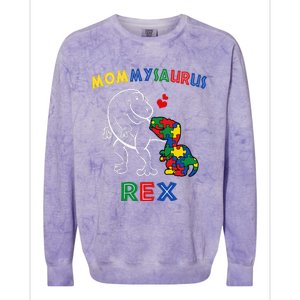 Mommysaurus Autism Awareness Mother's Day Mommy Dinosaur Mom Colorblast Crewneck Sweatshirt