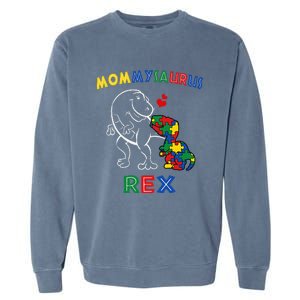 Mommysaurus Autism Awareness Mother's Day Mommy Dinosaur Mom Garment-Dyed Sweatshirt