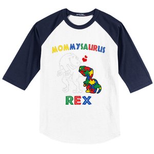 Mommysaurus Autism Awareness Mother's Day Mommy Dinosaur Mom Baseball Sleeve Shirt