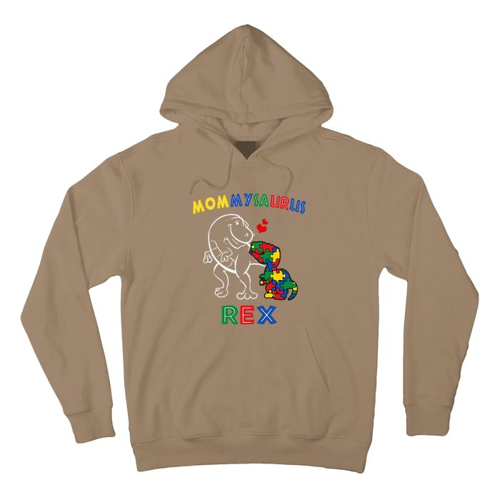 Mommysaurus Autism Awareness Mother's Day Mommy Dinosaur Mom Hoodie