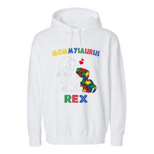 Mommysaurus Autism Awareness Mother's Day Mommy Dinosaur Mom Garment-Dyed Fleece Hoodie