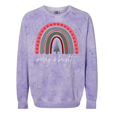 Merry And Bright Rainbow Holiday Colorblast Crewneck Sweatshirt