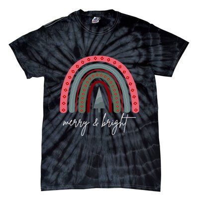 Merry And Bright Rainbow Holiday Tie-Dye T-Shirt