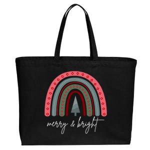 Merry And Bright Rainbow Holiday Cotton Canvas Jumbo Tote