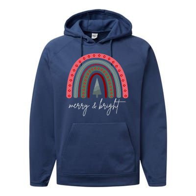 Merry And Bright Rainbow Holiday Performance Fleece Hoodie