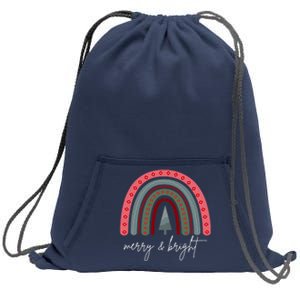 Merry And Bright Rainbow Holiday Sweatshirt Cinch Pack Bag