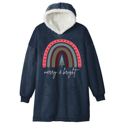 Merry And Bright Rainbow Holiday Hooded Wearable Blanket