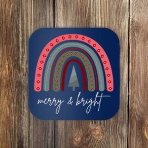 Merry And Bright Rainbow Holiday Coaster