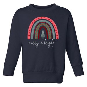 Merry And Bright Rainbow Holiday Toddler Sweatshirt