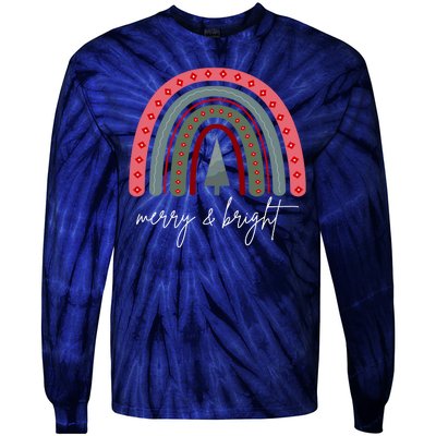 Merry And Bright Rainbow Holiday Tie-Dye Long Sleeve Shirt