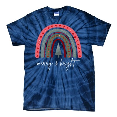 Merry And Bright Rainbow Holiday Tie-Dye T-Shirt