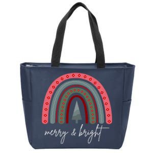 Merry And Bright Rainbow Holiday Zip Tote Bag