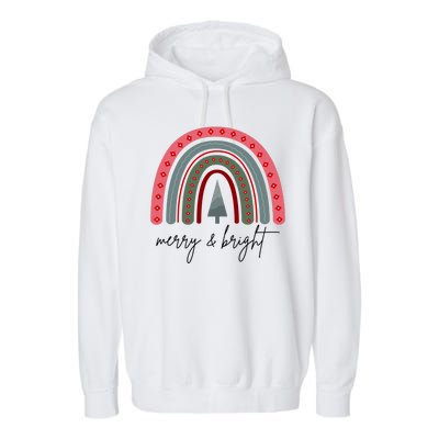 Merry And Bright Rainbow Holiday Garment-Dyed Fleece Hoodie