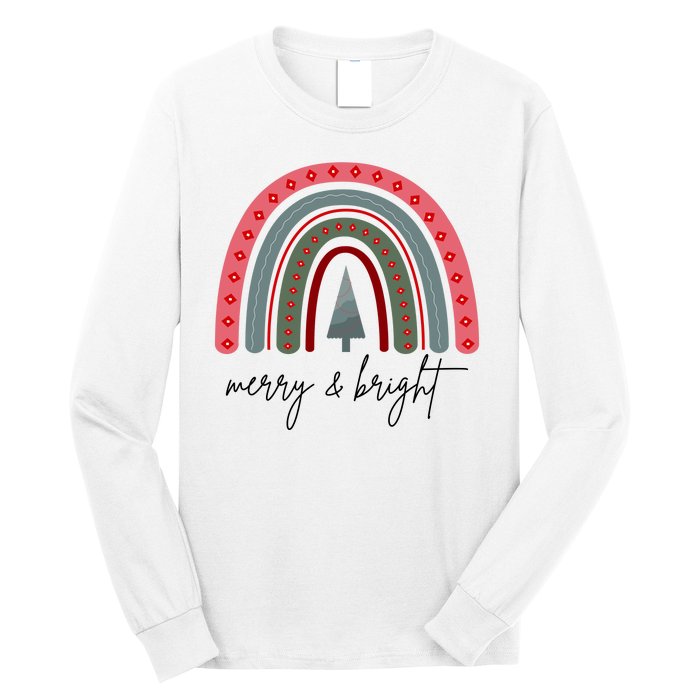 Merry And Bright Rainbow Holiday Long Sleeve Shirt