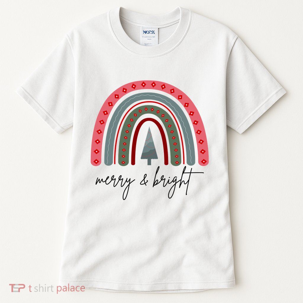Merry And Bright Rainbow Holiday Tall T-Shirt